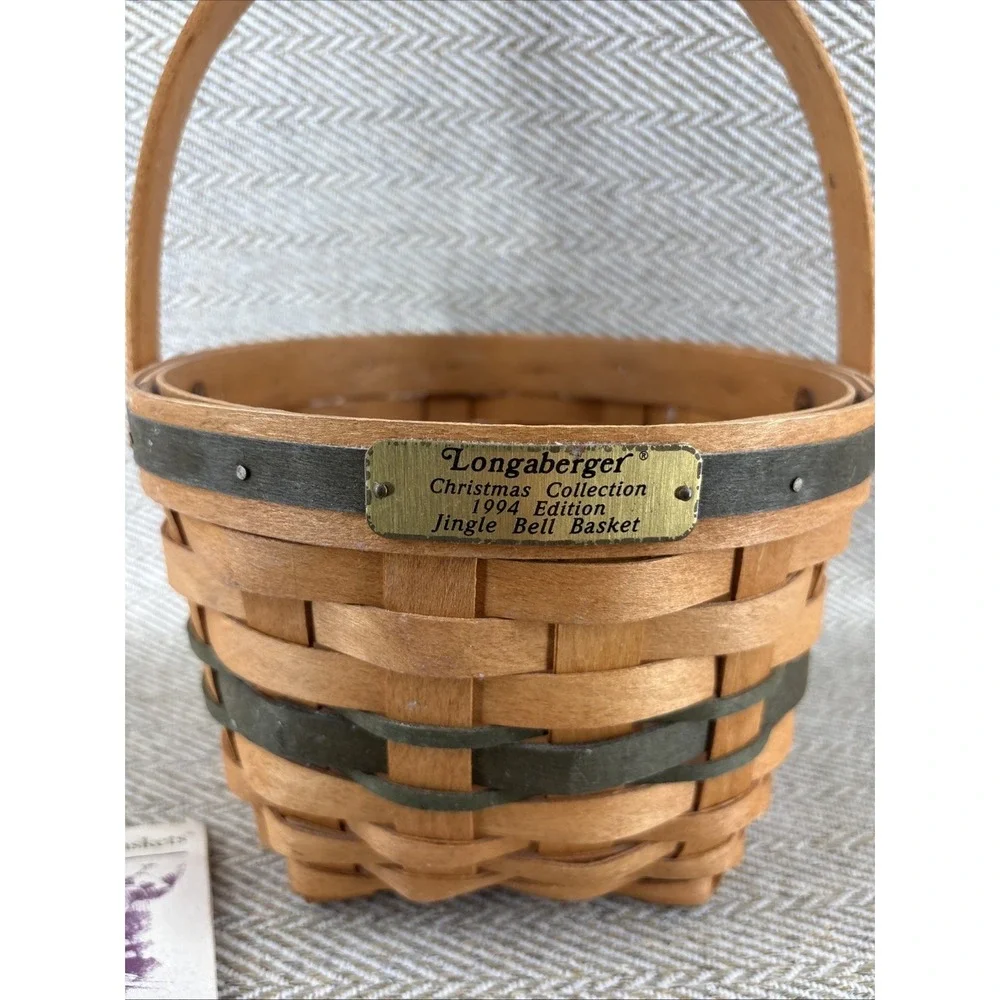 Longaberger Jingle Bell Green Christmas Basket 1994